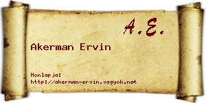 Akerman Ervin névjegykártya